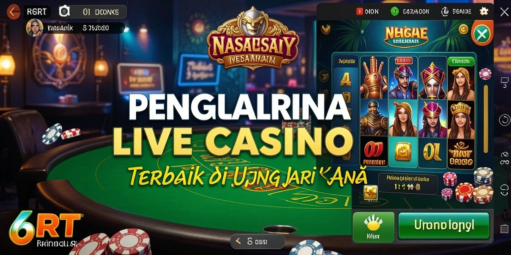 Tampilan permainan Live Casino yang seru dan interaktif di 6RT.