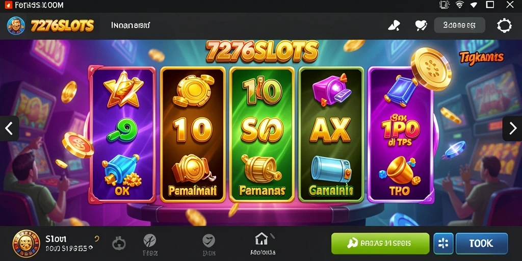 Screenshot menunjukkan pengalaman bermain slot yang mendebarkan di 7276SLOTS.