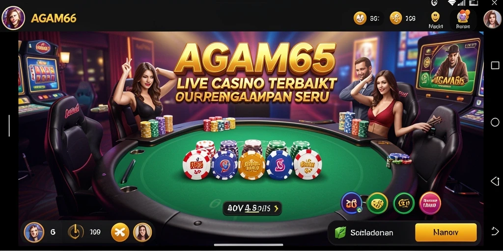Tampilan gameplay AGAM66 yang menampilkan dealer langsung dalam suasana kasino.