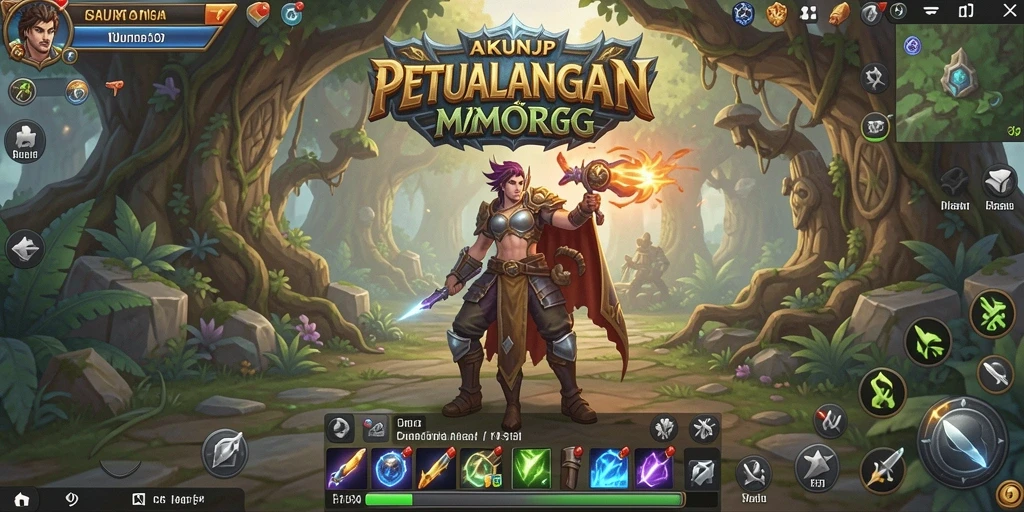 Tangkapan layar gameplay <strong>AKUNJP</strong> dengan pemandangan dunia fantasi yang menakjubkan.