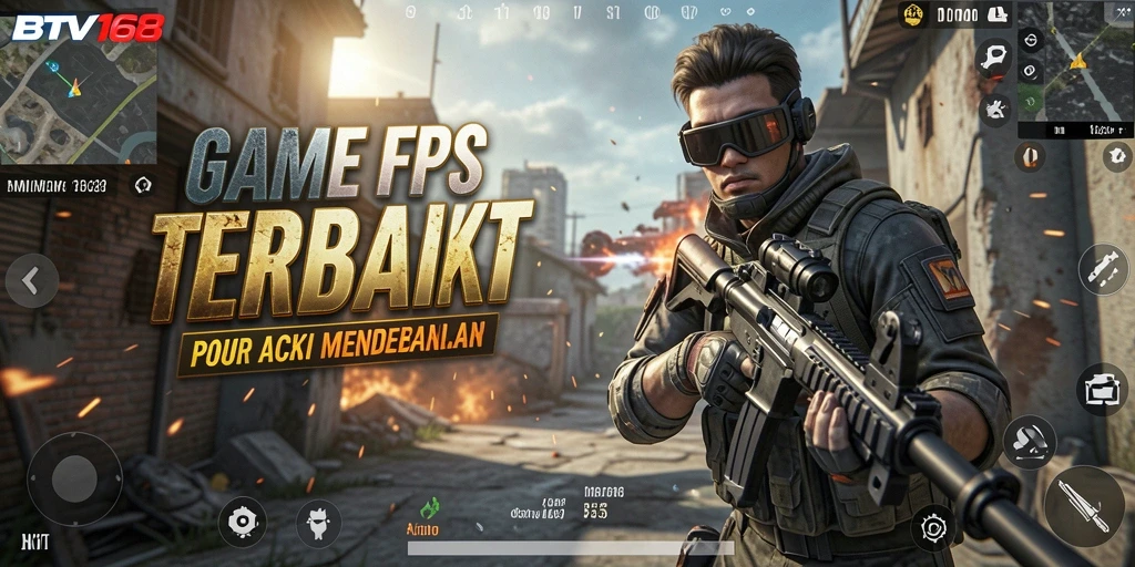 Screenshot BTV168 menampilkan aksi dinamis dalam mode FPS.