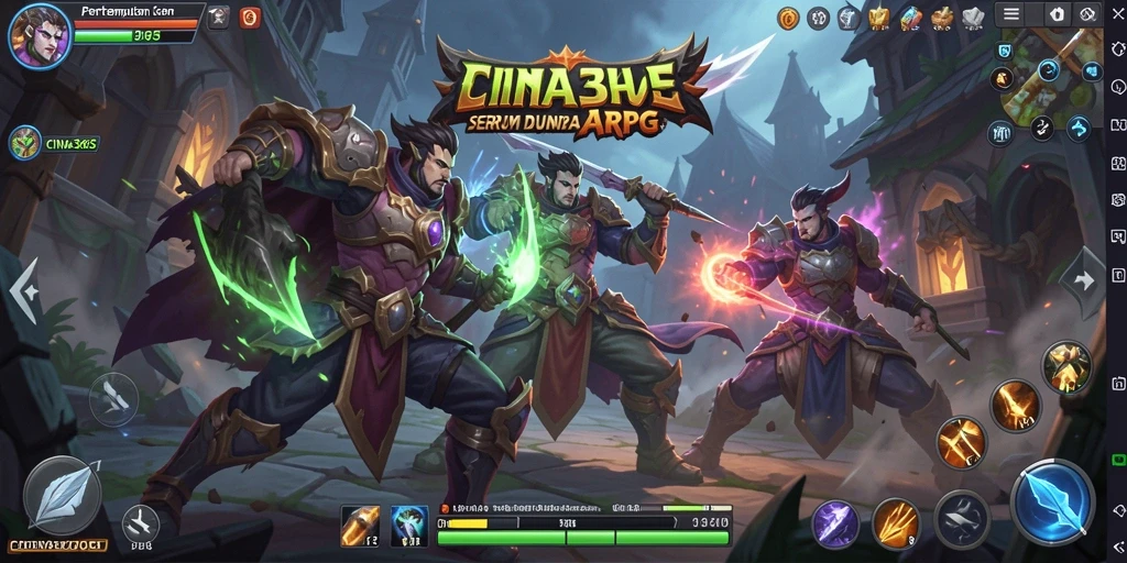 Screenshot gameplay CINA365 menunjukkan pertarungan seru dalam dunia fantasi.
