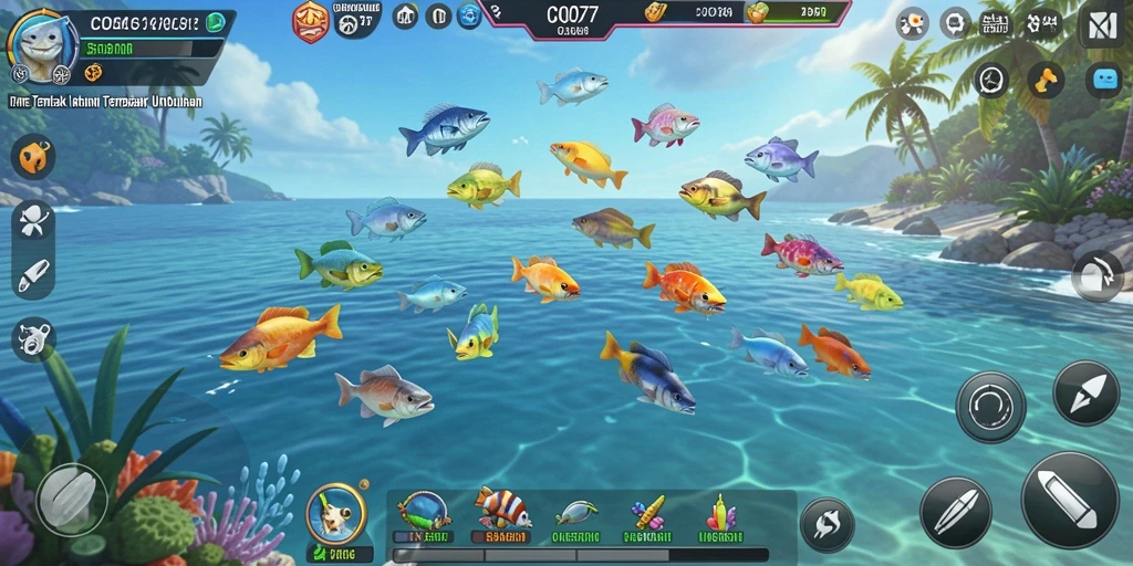Tampilan gameplay menarik dari COO77 saat menembak ikan.