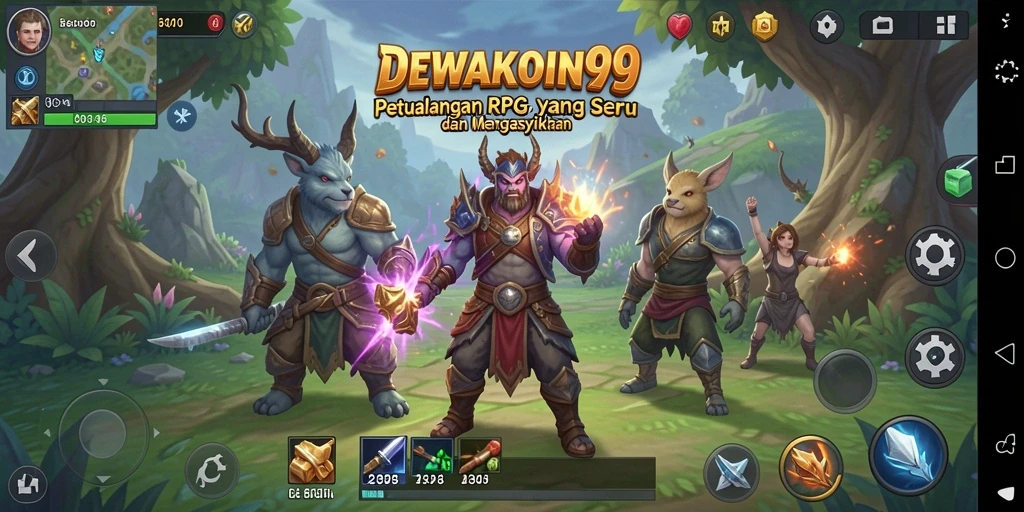 Screenshot utama DEWAKOIN99 menunjukkan aksi petualangan RPG yang mendebarkan.