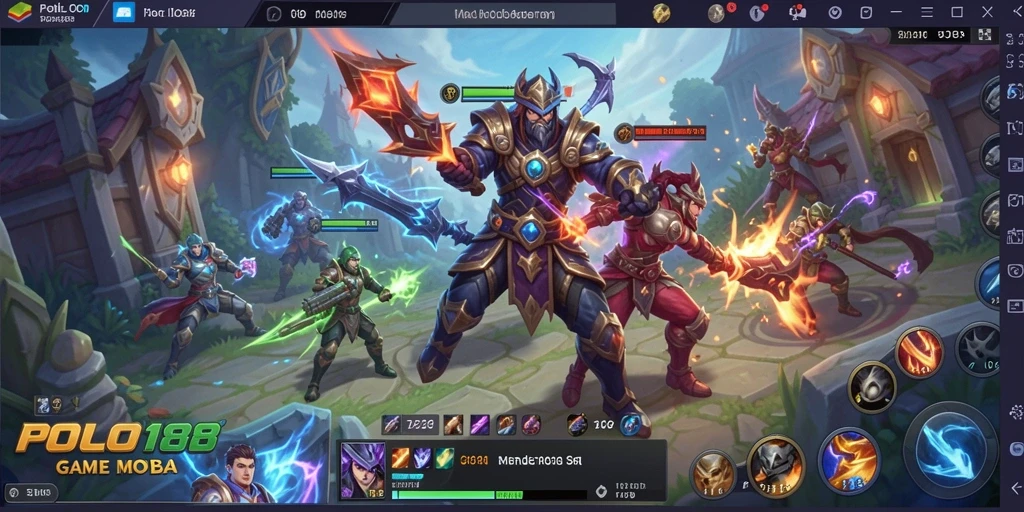 Tampilan gameplay MOBA yang menarik dan mendebarkan di POLO188.