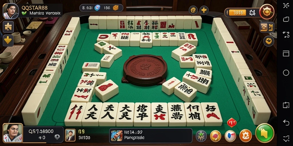 Tampilan utama gameplay Mahjong di QQSTAR88 dengan grafis menarik.