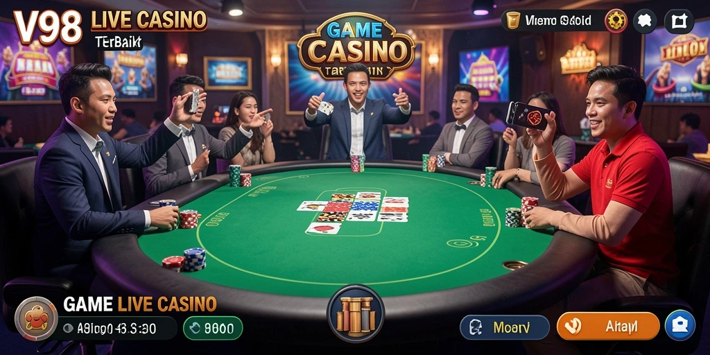 Tampilan gameplay Live Casino yang menakjubkan di V98.