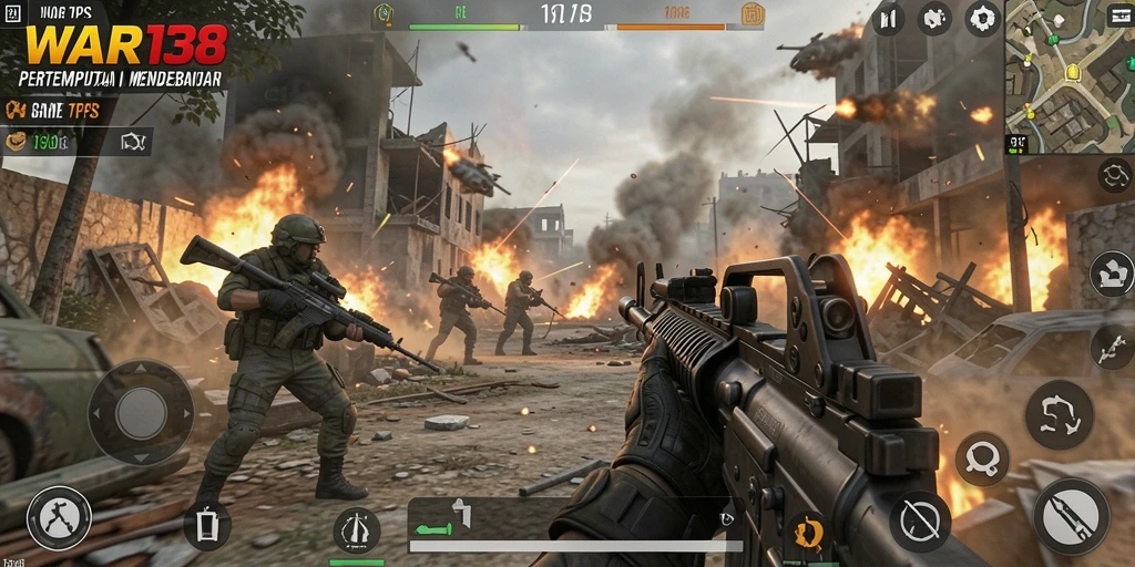 Tampilan gameplay seru dalam pertempuran TPS yang mendebarkan.