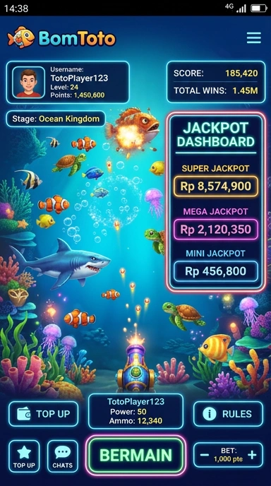 Tampilan aplikasi bomtoto dengan berbagai kategori aplikasi yang menarik.